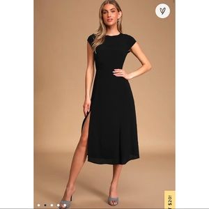 NWOT-LULUS Chic Impulse Black Backless Midi Dress